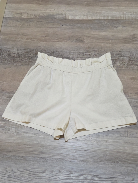 Express Pants - 🛍Express Cream High-Waist Ruffle Elastic Linen Shorts Womens Medium